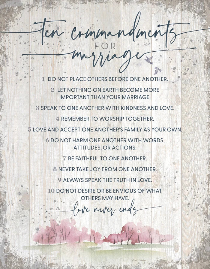 Ten Commandments for Marriage, 11x15 MDF Statement Board - Dexsa